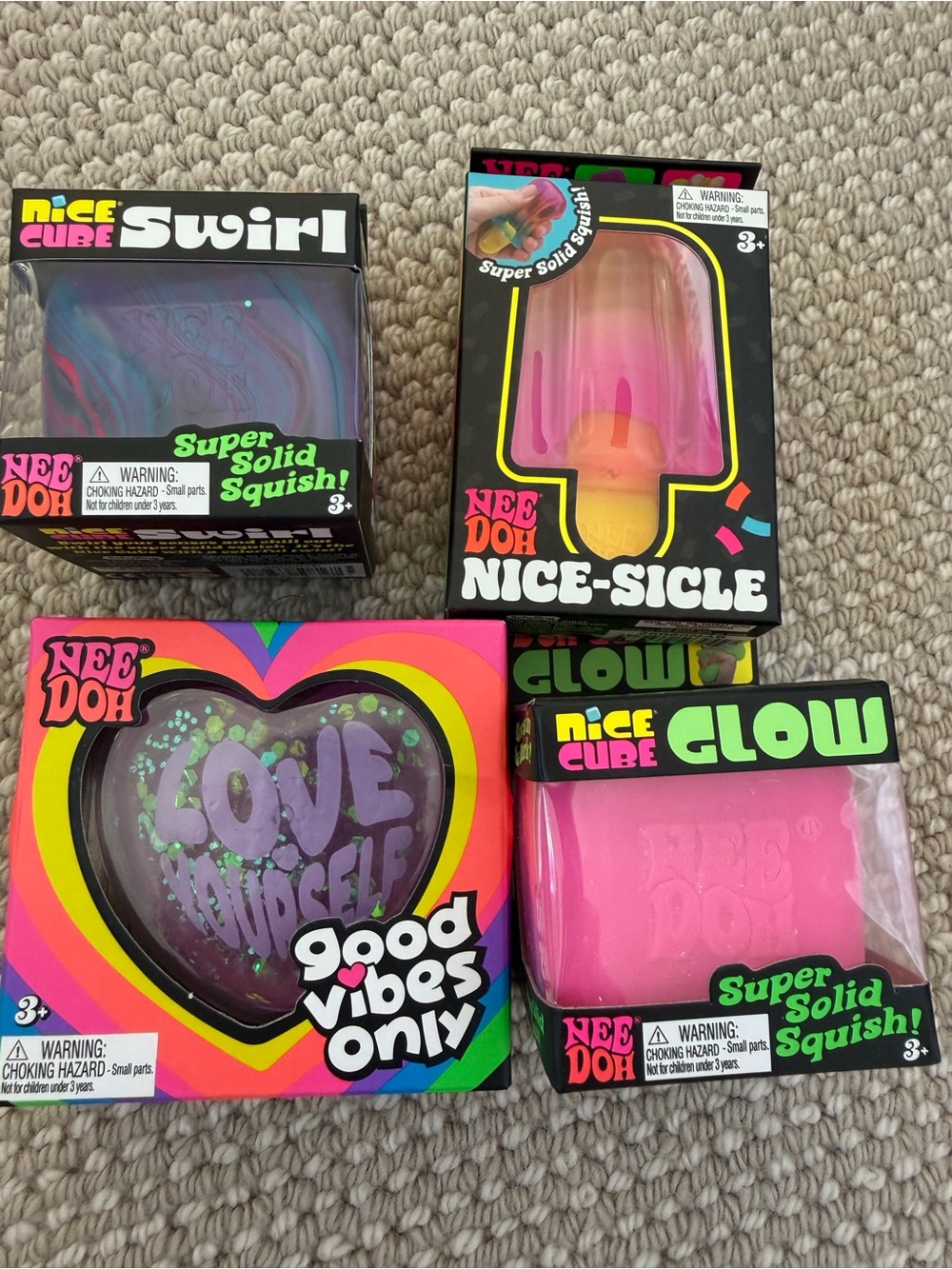 NeeDoh Pink Nice-Sicle & Glow Toy Set - Fun Squish Favors